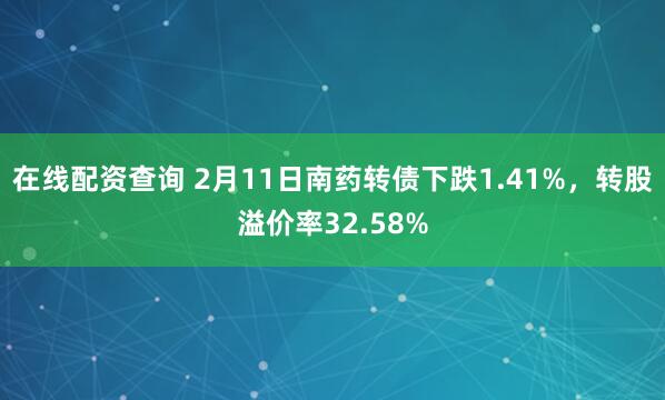 在线配资查询 2月11日南药转债下跌1.41%，转股溢价率32.58%