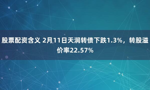 股票配资含义 2月11日天润转债下跌1.3%，转股溢价率22.57%