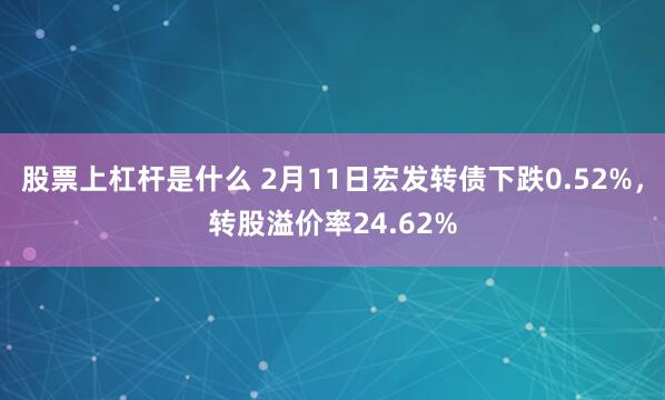 股票上杠杆是什么 2月11日宏发转债下跌0.52%，转股溢价率24.62%