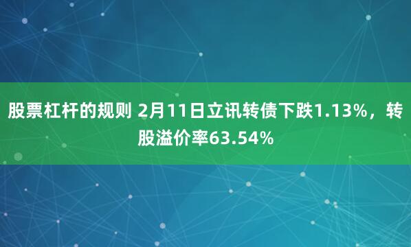 股票杠杆的规则 2月11日立讯转债下跌1.13%，转股溢价率63.54%