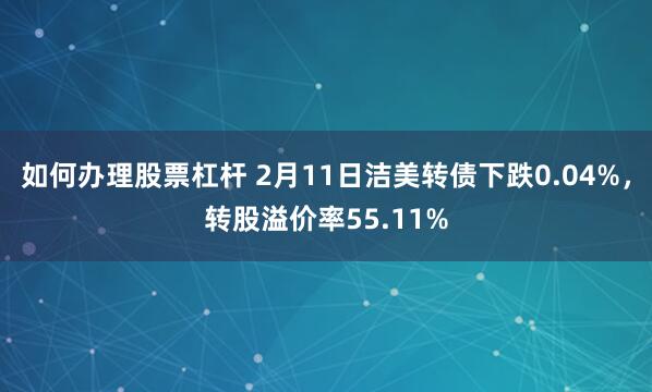 如何办理股票杠杆 2月11日洁美转债下跌0.04%，转股溢价率55.11%