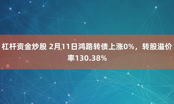 杠杆资金炒股 2月11日鸿路转债上涨0%，转股溢价率130.38%