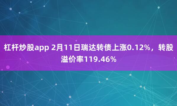 杠杆炒股app 2月11日瑞达转债上涨0.12%，转股溢价率119.46%