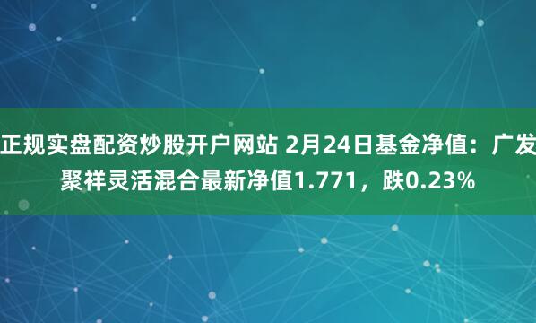 正规实盘配资炒股开户网站 2月24日基金净值：广发聚祥灵活混合最新净值1.771，跌0.23%